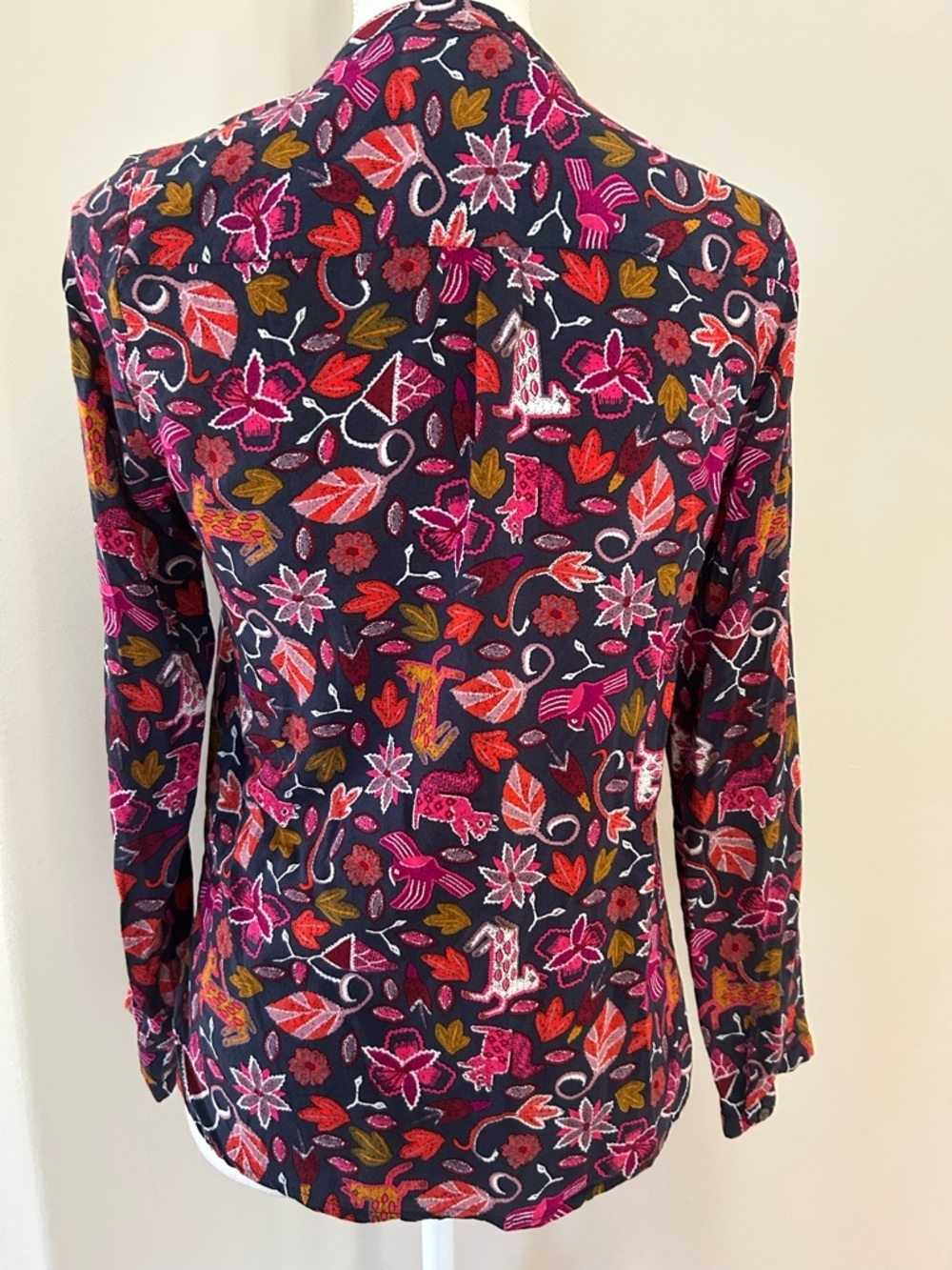 Maeve Navy Pink Orange Printed Top - Picture 6 of 10